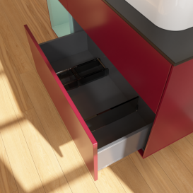 Тумба під раковину Villeroy & Boch Finion 120х50,1 см з підсвічуванням МДФ півонія матовий лак/скло чорне матове F392GMHB