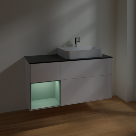 Тумба під раковину Villeroy & Boch Finion 120х50,1 см із підсвічуванням МДФ білий матовий лак/скло чорне матове F392GMMT