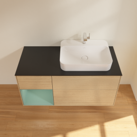 Тумба под раковину Villeroy & Boch Finion 120х50,1 см с подсветкой МДФ шпон дуба/стекло черное матовое F392GMPC