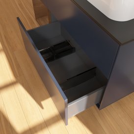 Тумба под раковину Villeroy & Boch Finion 120х50,1 см с подсветкой МДФ темно-синий матовый лак/стекло черное матовое F392GNHG