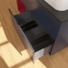 Тумба під раковину Villeroy & Boch Finion 120х50,1 см із підсвічуванням МДФ темно-синій матовий лак/скло чорне матове F392HBHG