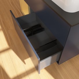 Тумба під раковину Villeroy & Boch Finion 120х50,1 см із підсвічуванням МДФ темно-синій матовий лак/скло чорне матове F392HFHG