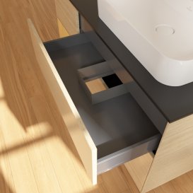 Тумба під раковину Villeroy & Boch Finion 120х50,1 см із підсвічуванням МДФ шпон дуба/скло чорне матове F392HFPC