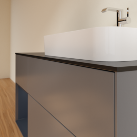 Тумба под раковину Villeroy & Boch Finion 120х50,1 см с подсветкой МДФ антрацит матовый лак/стекло черное матовое F392HGGK