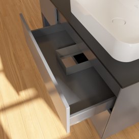 Тумба под раковину Villeroy & Boch Finion 120х50,1 см с подсветкой МДФ антрацит матовый лак/стекло черное матовое F392HGGK