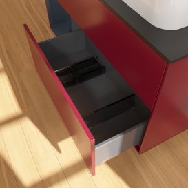 Тумба під раковину Villeroy & Boch Finion 120х50,1 см з підсвічуванням МДФ півонія матовий лак/скло чорне матове F392HGHB