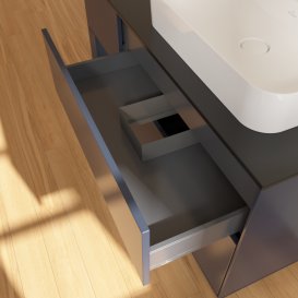 Тумба под раковину Villeroy & Boch Finion 120х50,1 см с подсветкой МДФ темно-синий матовый лак/стекло черное матовое F392HGHG