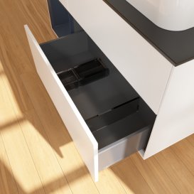 Тумба под раковину Villeroy & Boch Finion 120х50,1 см с подсветкой МДФ белый матовый лак/стекло черное матовое F392HGMT