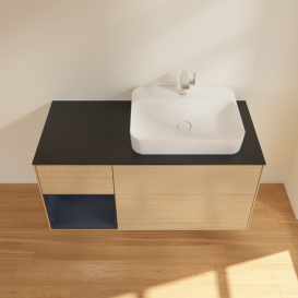 Тумба под раковину Villeroy & Boch Finion 120х50,1 см с подсветкой МДФ шпон дуба/стекло черное матовое F392HGPC