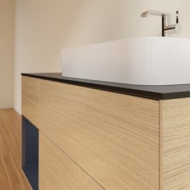 Тумба под раковину Villeroy & Boch Finion 120х50,1 см с подсветкой МДФ шпон дуба/стекло черное матовое F392HGPC