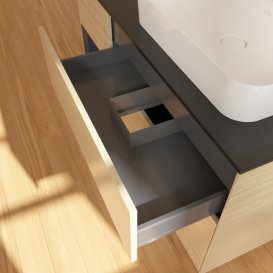 Тумба под раковину Villeroy & Boch Finion 120х50,1 см с подсветкой МДФ шпон дуба/стекло черное матовое F392HGPC