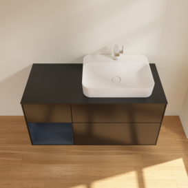 Тумба под раковину Villeroy & Boch Finion 120х50,1 см с подсветкой МДФ черный матовый лак/стекло черное матовое F392HGPD