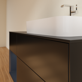 Тумба под раковину Villeroy & Boch Finion 120х50,1 см с подсветкой МДФ черный матовый лак/стекло черное матовое F392HGPD