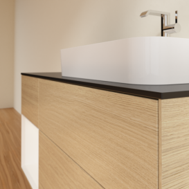 Тумба под раковину Villeroy & Boch Finion 120х50,1 см с подсветкой МДФ шпон дуба/стекло черное матовое F392MTPC