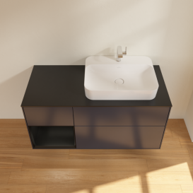 Тумба под раковину Villeroy & Boch Finion 120х50,1 см с подсветкой МДФ темно-синий матовый лак/стекло черное матовое F392PDHG