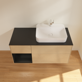 Тумба под раковину Villeroy & Boch Finion 120х50,1 см с подсветкой МДФ шпон дуба/стекло черное матовое F392PDPC