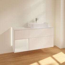 Тумба под раковину Villeroy & Boch Finion 120х50,1 см с подсветкой МДФ белый матовый лак/стекло белое матовое G391GFMT