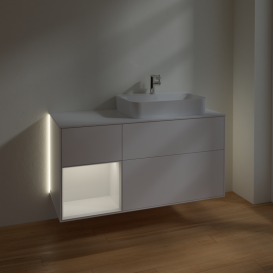 Тумба под раковину Villeroy & Boch Finion 120х50,1 см с подсветкой МДФ белый матовый лак/стекло белое матовое G391GFMT