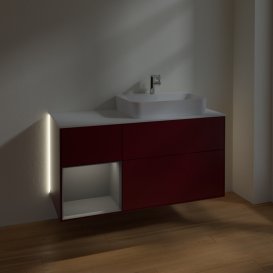 Тумба під раковину Villeroy & Boch Finion 120х50,1 см із підсвічуванням МДФ півонія матовий лак/скло біле матове G391GKHB