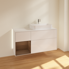 Тумба под раковину Villeroy & Boch Finion 120х50,1 см с подсветкой МДФ глянцевый белый лак/стекло белое матовое G391GNGF