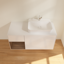 Тумба под раковину Villeroy & Boch Finion 120х50,1 см с подсветкой МДФ глянцевый белый лак/стекло белое матовое G391GNGF