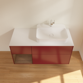 Тумба под раковину Villeroy & Boch Finion 120х50,1 см с подсветкой МДФ пион матовый лак/стекло белое матовое G391GNHB