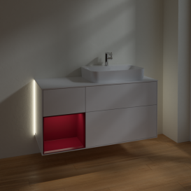 Тумба под раковину Villeroy & Boch Finion 120х50,1 см с подсветкой МДФ глянцевый белый лак/стекло белое матовое G391HBGF