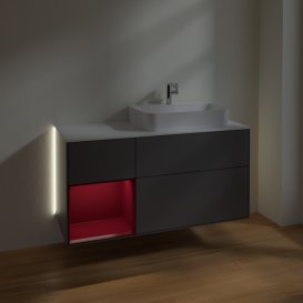 Тумба под раковину Villeroy & Boch Finion 120х50,1 см с подсветкой МДФ антрацит матовый лак/стекло белое матовое G391HBGK