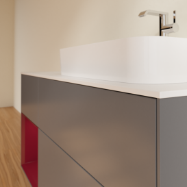 Тумба під раковину Villeroy & Boch Finion 120х50,1 см з підсвічуванням антрацит матовий лак/скло біле матове G391HBGK