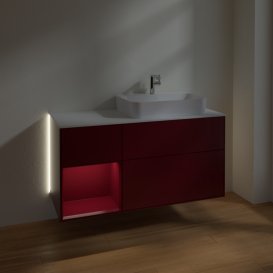 Тумба под раковину Villeroy & Boch Finion 120х50,1 см с подсветкой МДФ пион матовый лак/стекло белое матовое G391HBHB