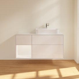 Тумба под раковину Villeroy & Boch Finion 120х50,1 см с подсветкой МДФ глянцевый белый лак/стекло белое матовое G391MTGF