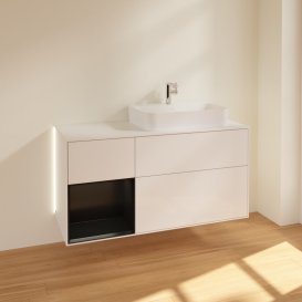 Тумба під раковину Villeroy & Boch Finion 120х50,1 см с подсветкой МДФ білий глянцевий лак/скло біле матове G391PDGF