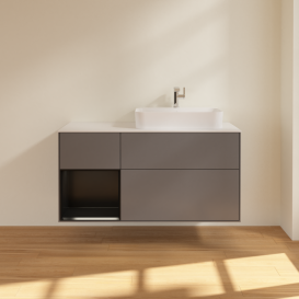 Тумба под раковину Villeroy & Boch Finion 120х50,1 см с подсветкой МДФ антрацит матовый лак/стекло белое матовое G391PDGK