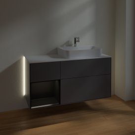Тумба под раковину Villeroy & Boch Finion 120х50,1 см с подсветкой МДФ антрацит матовый лак/стекло белое матовое G391PDGK