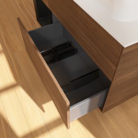 Тумба под раковину Villeroy & Boch Finion 120х50,1 см с подсветкой МДФ шпон грецкого ореха/стекло белое матовое G391PDGN