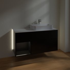 Тумба під раковину Villeroy & Boch Finion 120х50,1 см із підсвічуванням МДФ чорний матовий лак/скло біле матове G391PDPD