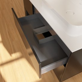 Тумба під раковину Villeroy & Boch Finion 120х50,1 см із підсвічуванням МДФ чорний матовий лак/скло біле матове G391PDPD