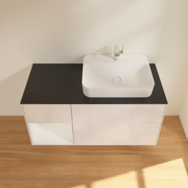 Тумба под раковину Villeroy & Boch Finion 120х50,1 см с подсветкой МДФ глянцевый белый лак/стекло черное матовое G392GFGF