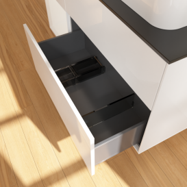 Тумба под раковину Villeroy & Boch Finion 120х50,1 см с подсветкой МДФ глянцевый белый лак/стекло черное матовое G392GFGF