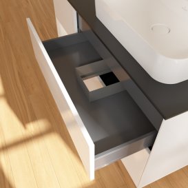 Тумба под раковину Villeroy & Boch Finion 120х50,1 см с подсветкой МДФ глянцевый белый лак/стекло черное матовое G392GFGF