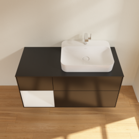 Тумба під раковину Villeroy & Boch Finion 120х50,1 см із підсвічуванням МДФ чорний матовий лак/скло чорне матове G392GFPD