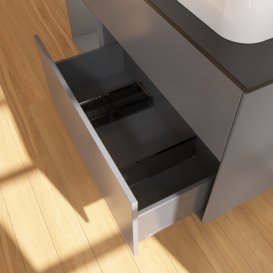 Тумба під раковину Villeroy & Boch Finion 120х50,1 см з підсвічуванням антрацит матовий лак/скло чорне матове G392GKGK