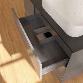 Тумба під раковину Villeroy & Boch Finion 120х50,1 см з підсвічуванням антрацит матовий лак/скло чорне матове G392GKGK