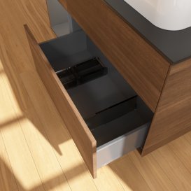 Тумба под раковину Villeroy & Boch Finion 120х50,1 см с подсветкой МДФ шпон грецкого ореха/стекло черное матовое G392GKGN