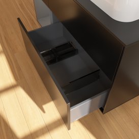 Тумба під раковину Villeroy & Boch Finion 120х50,1 см із підсвічуванням МДФ чорний матовий лак/скло чорне матове G392GKPD