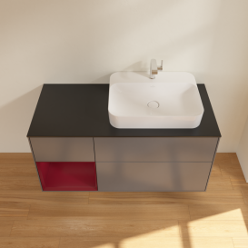 Тумба под раковину Villeroy & Boch Finion 120х50,1 см с подсветкой МДФ антрацит матовый лак/стекло черное матовое G392HBGK