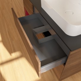 Тумба под раковину Villeroy & Boch Finion 120х50,1 см с подсветкой МДФ шпон грецкого ореха/стекло черное матовое G392HBGN