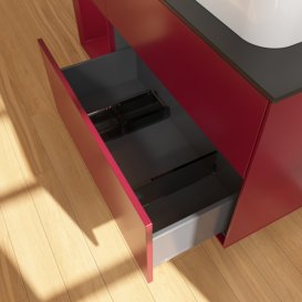 Тумба під раковину Villeroy & Boch Finion 120х50,1 см із підсвічуванням МДФ півонія матовий лак/скло чорне матове G392HBHB