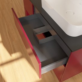 Тумба під раковину Villeroy & Boch Finion 120х50,1 см із підсвічуванням МДФ півонія матовий лак/скло чорне матове G392HBHB