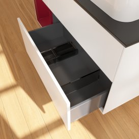 Тумба под раковину Villeroy & Boch Finion 120х50,1 см с подсветкой МДФ белый матовый лак/стекло черное матовое G392HBMT